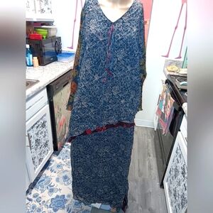 80s/90s Nothing Matches 2 Pc Rayon Tunic & Skirt Size 3 or XL/XXL